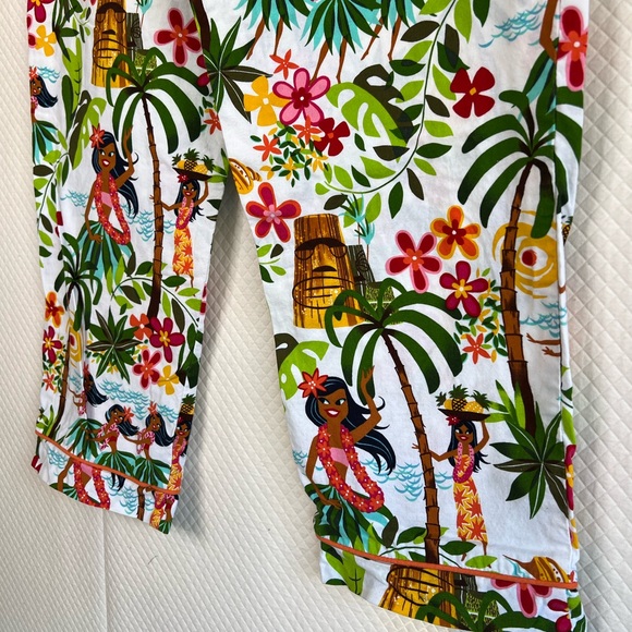 The Cat's Pajamas Tropical Print Cotton Pajama Pants Sz M Hula Girl Hawaii - Picture 8 of 8